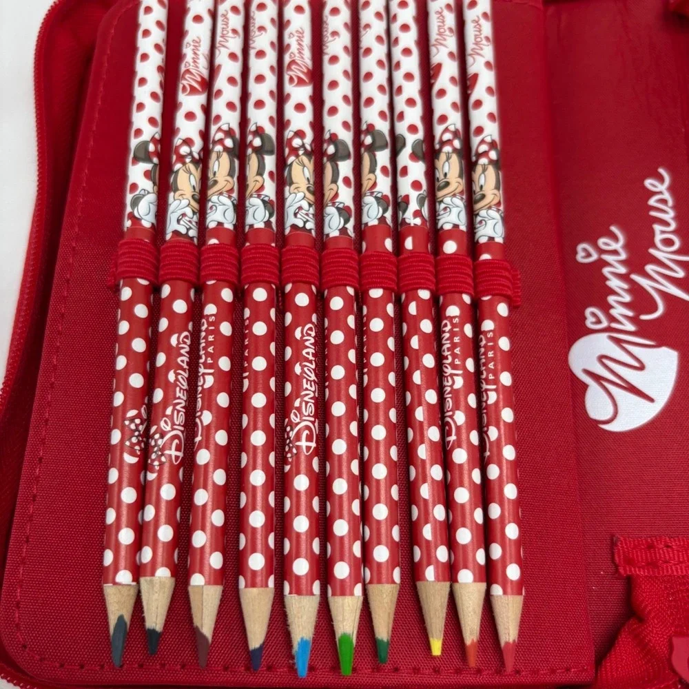 Disney Parks Disneyland Paris Minnie Mouse Art Set Supplies w/Case Pencil Marker